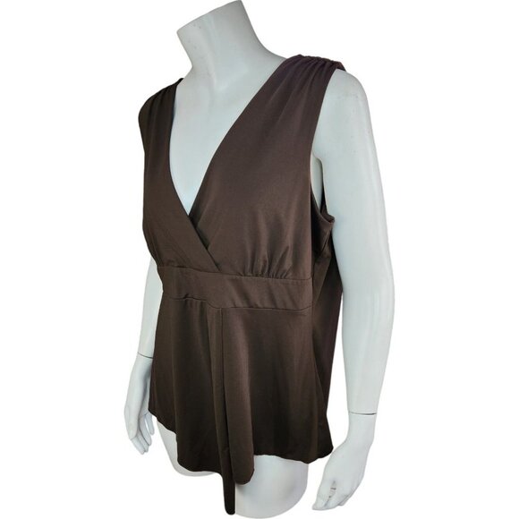 Cato Womens XL Brown Sleeveless Peplum Tank‎ Cinched Shoulders Lined - Picture 7 of 13